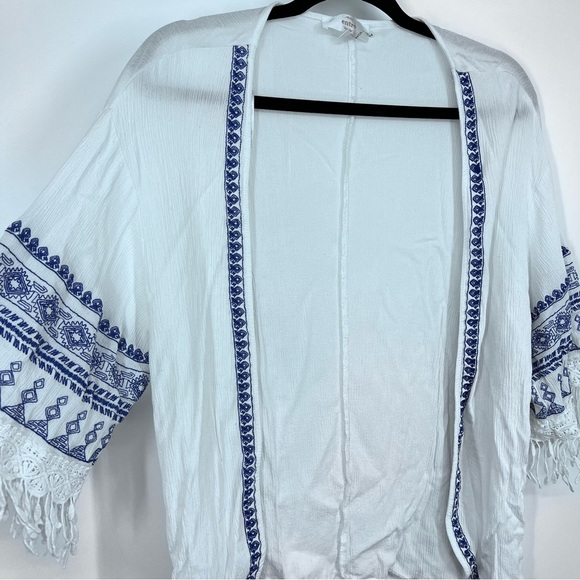 Entro Bohemian open cardigan top embroidered fringe medium/large - Picture 6 of 10